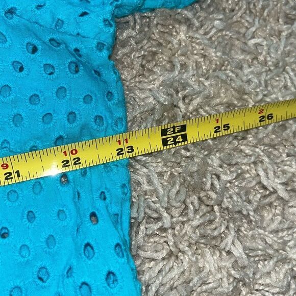 Gretchen Scott Popover Eyelet Collared 1/2 Button 3/4 Sleeve Shirt Teal Women’s - Picture 7 of 11